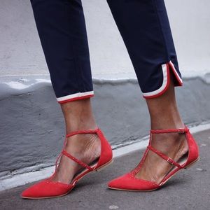boden // poppy red bonnie studded flat